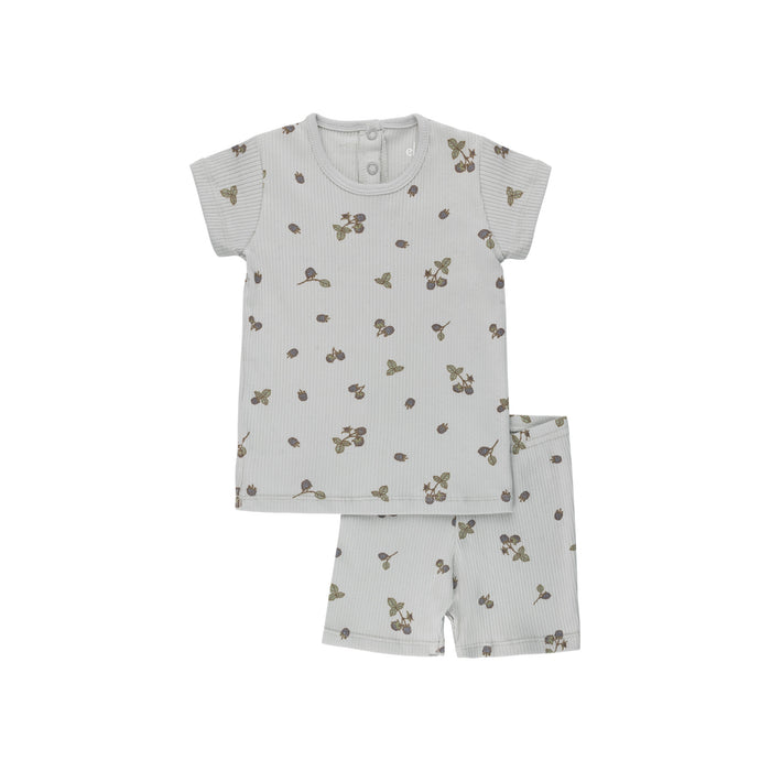 Ribbed Cotton - Raspberries Collection - Short Sleeve Lounge Set