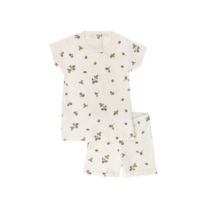 Ribbed Cotton - Raspberries Collection - Short Sleeve Lounge Set