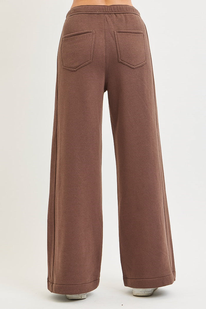 Risen High Rise Relaxed Wide Leg Sweatpants-Choco Brown