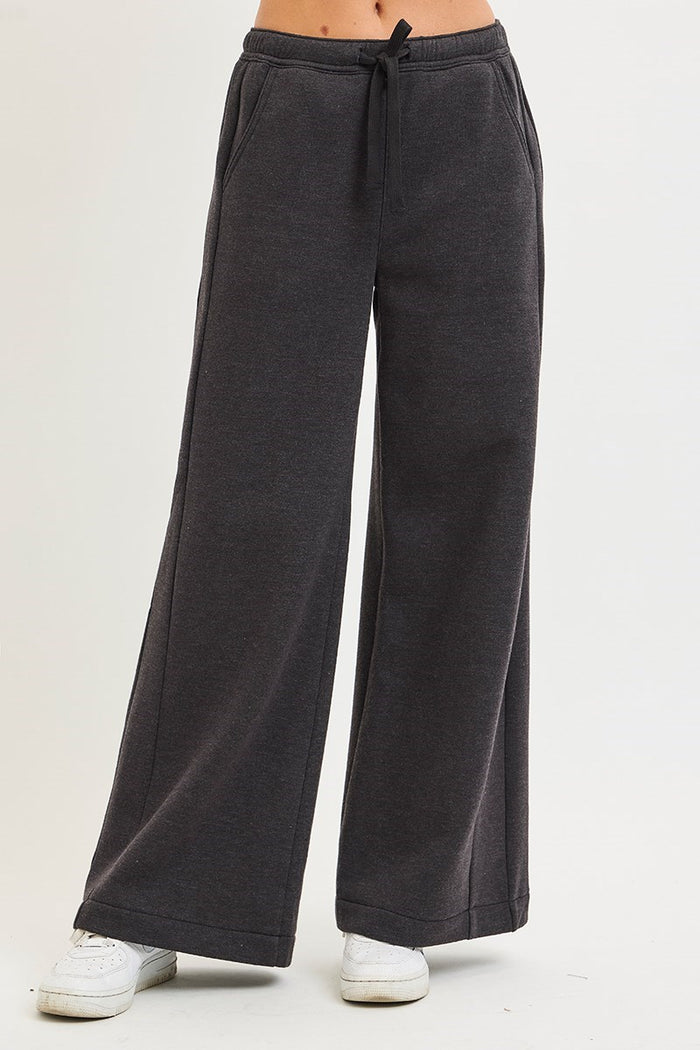 Risen High Rise Relaxed Wide Leg Sweatpants-Washed Black