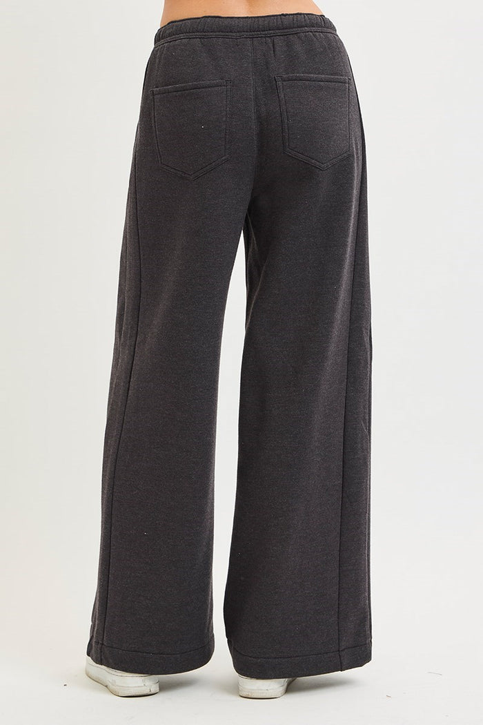 Risen High Rise Relaxed Wide Leg Sweatpants-Washed Black