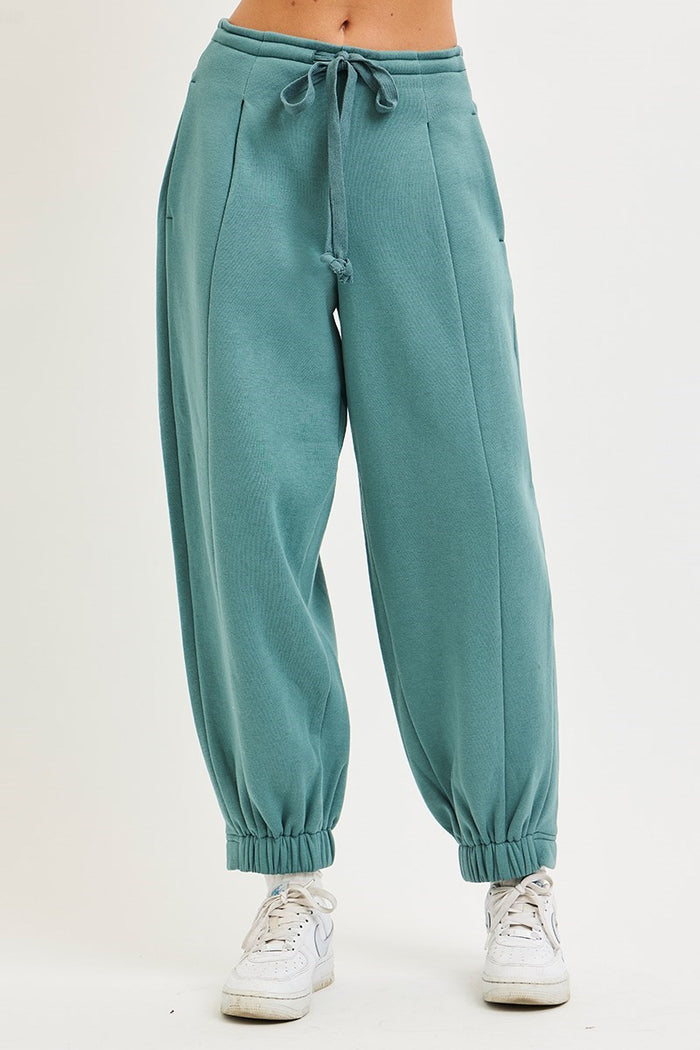 Risen Relaxed Wide Leg Jogger Sweatpants-Forest