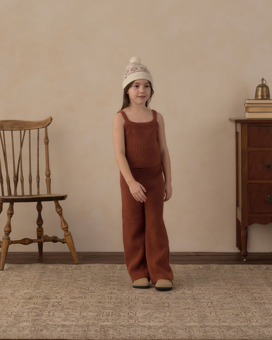 Rylee + Cru Fuzzy Knit Lounge Set in Brick