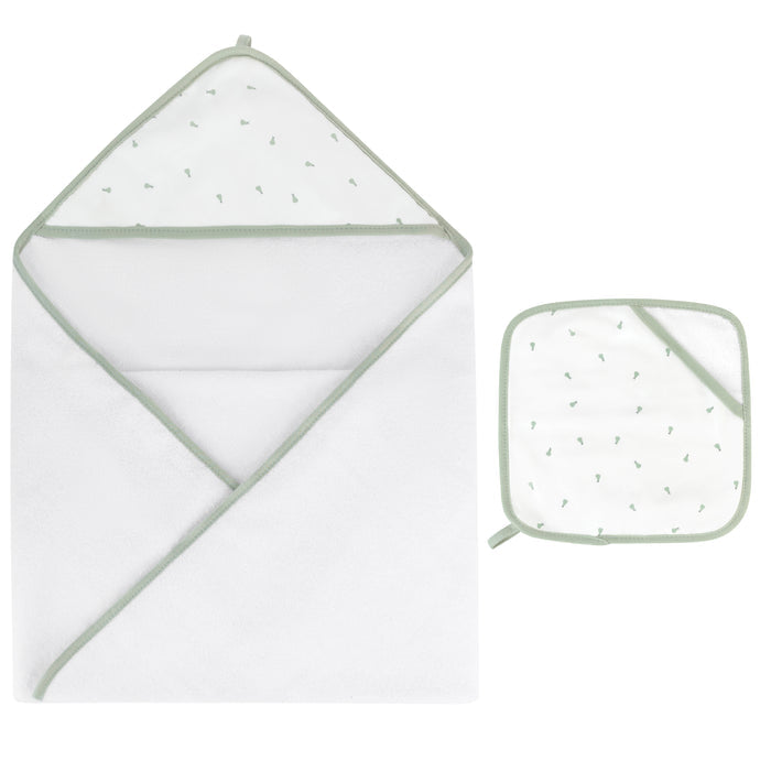 Sage Pears Hooded Towel & Washcloth