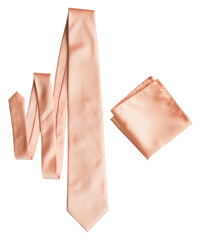 Salmon Pink solid color necktie for weddings, by Cyberoptix Tie Lab