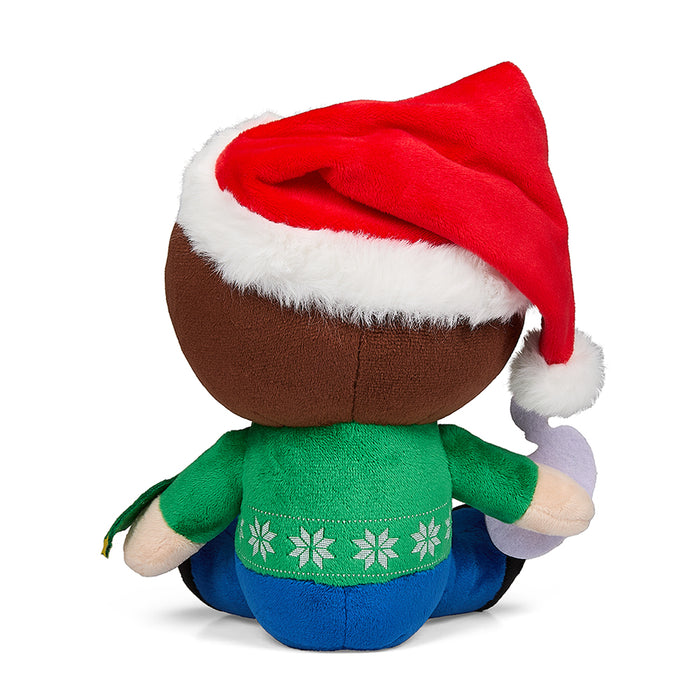 Bob Ross Santa Phunny plush toy, 7.5-inch soft plush featuring Santa hat and cheerful expression, by Kidrobot.