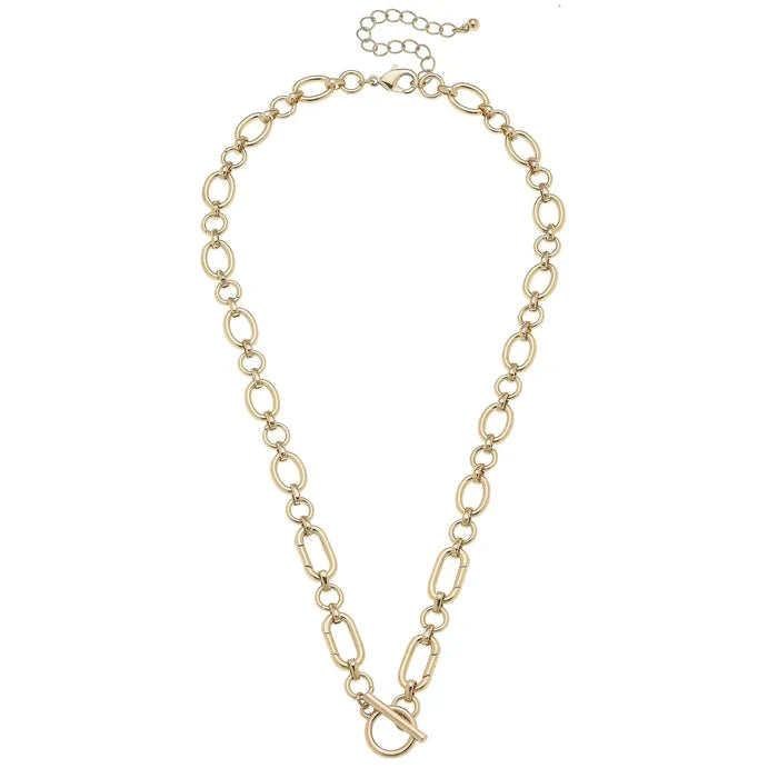 Sasha Toggle Front Charm Necklace Base in Shiny Gold