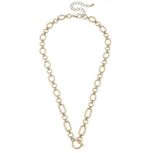Sasha Toggle Front Charm Necklace Base in Shiny Gold
