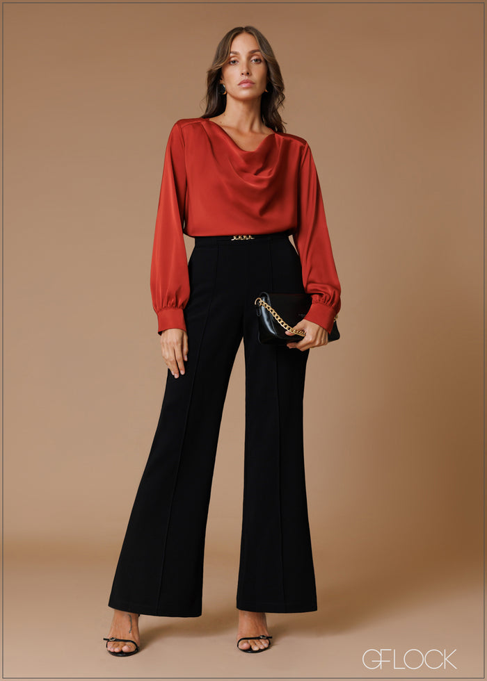 Satin Long Sleeve Top - 140826