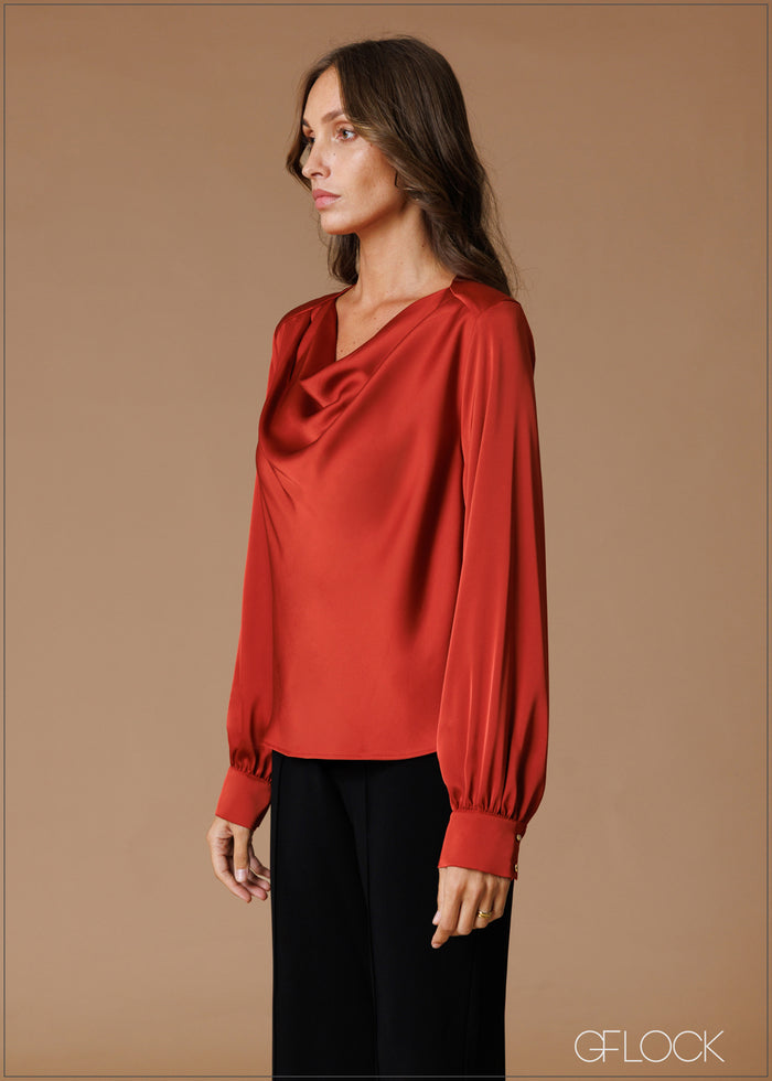 Satin Long Sleeve Top - 140826