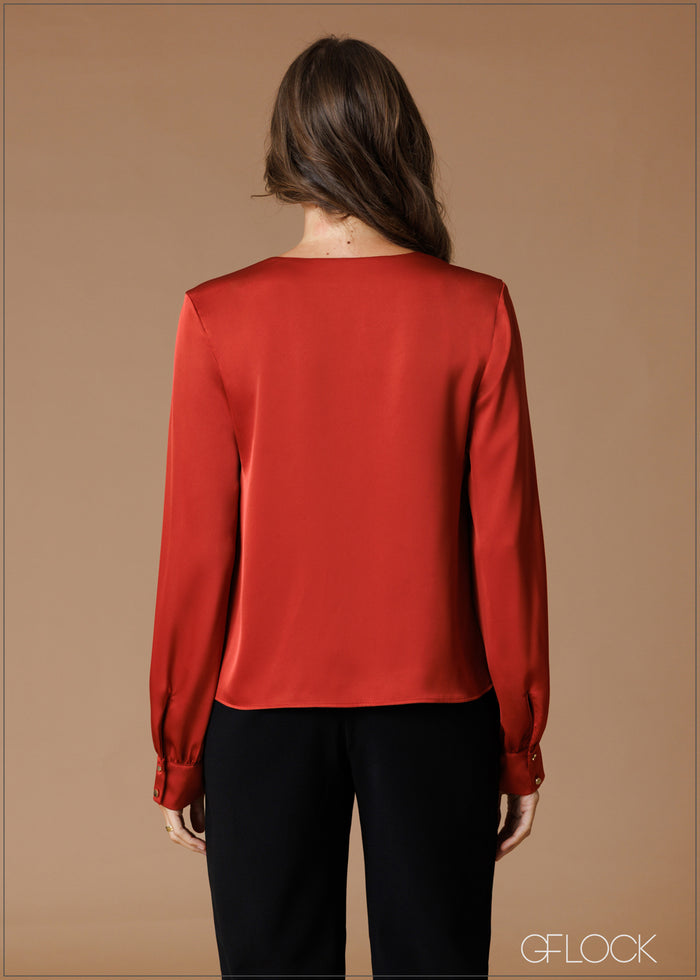 Satin Long Sleeve Top - 140826