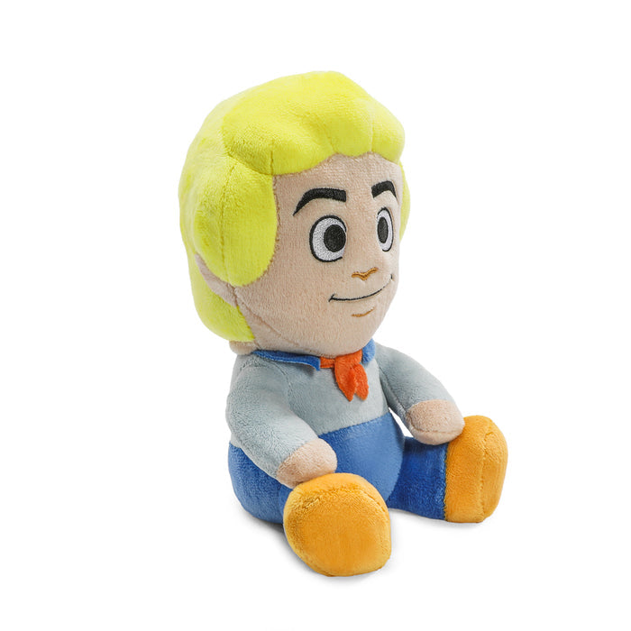 Scooby-Doo Fred Phunny Plush toy, 7.5 inches tall, featuring Fred's signature outfit and friendly expression.
