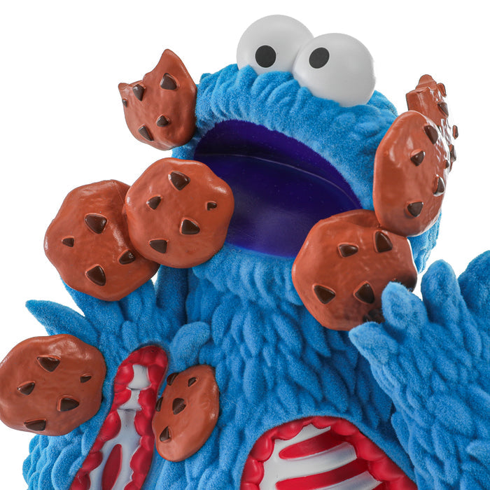 Sesame Street Kaiju Anatomy Cookie Monster 8-inch flocked vinyl art figure, detailed design, vibrant colors, and textured surface.