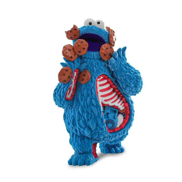 Sesame Street Kaiju Anatomy Cookie Monster 8-inch flocked vinyl art figure with detailed monster design and vibrant colors.