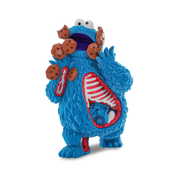 Sesame Street Kaiju Anatomy Cookie Monster 8-inch flocked vinyl art figure, detailed design, and vibrant colors, front view image.