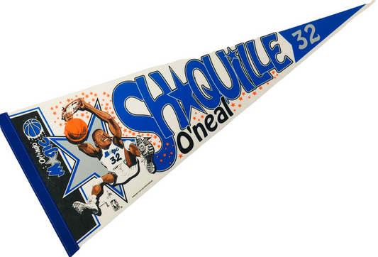 SHAQUILLE O'NEAL ORLANDO MAGIC VINTAGE 1990'S SALEM PENNANT - DEADSTOCK