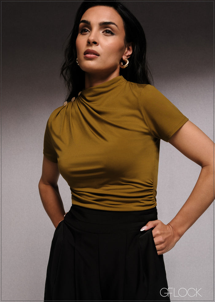 Short Sleeve High Neck Top - women’s top alternate view - GFLOCK Sri Lanka