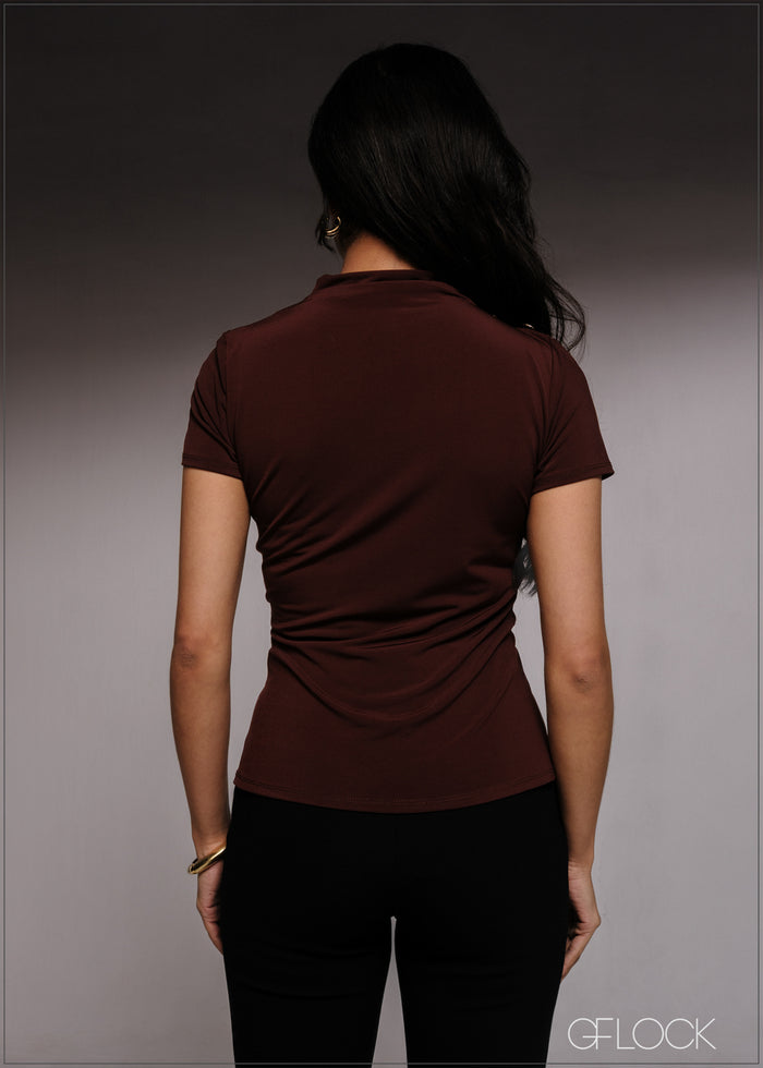 Short Sleeve High Neck Top - women’s top alternate view - GFLOCK Sri Lanka