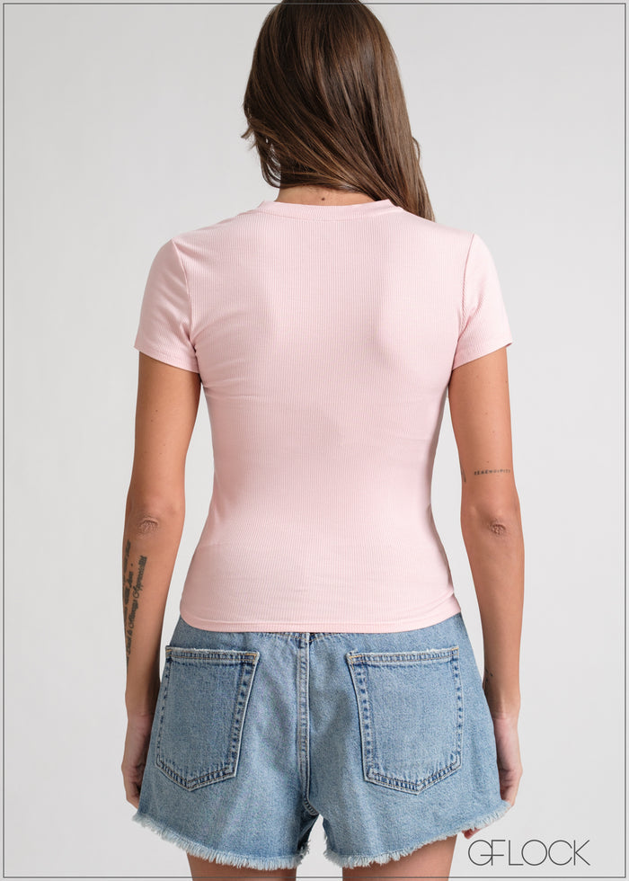 Short Sleeve Rib Top - 170826