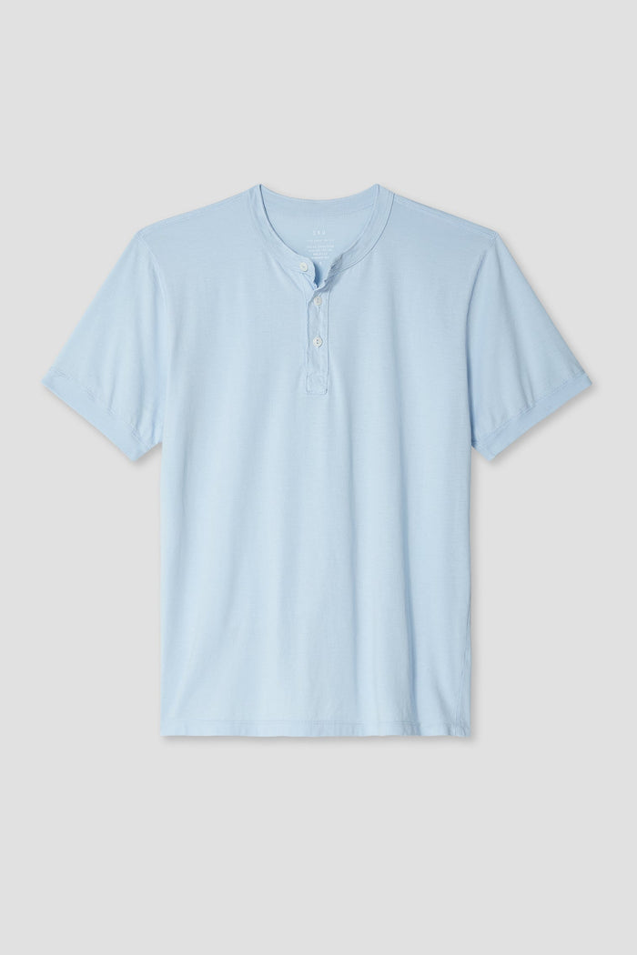 Short Sleeve Supima Henley - Beach Blue