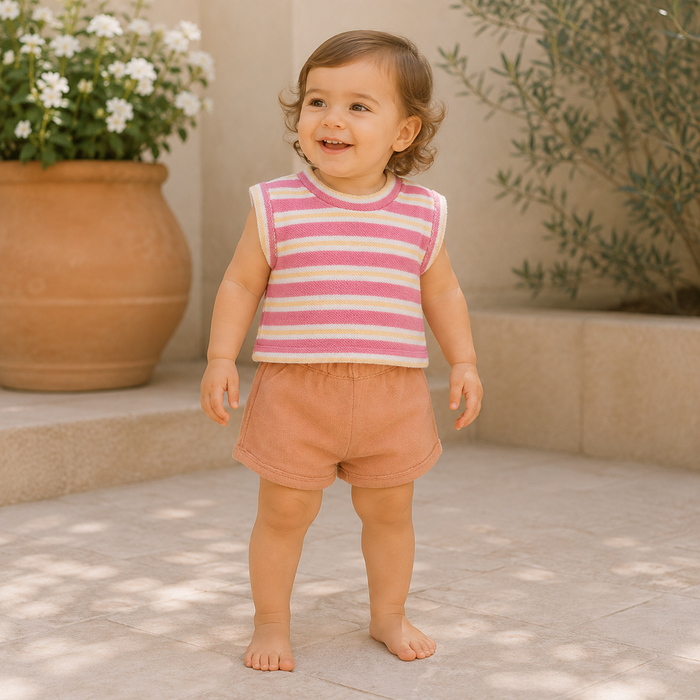 Shorts In Organic Cotton & Modal Blend Caramel