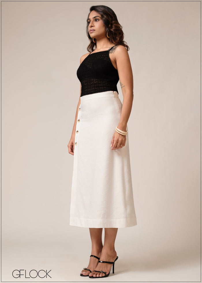 Side Slit Button Detailed Skirt - 160726