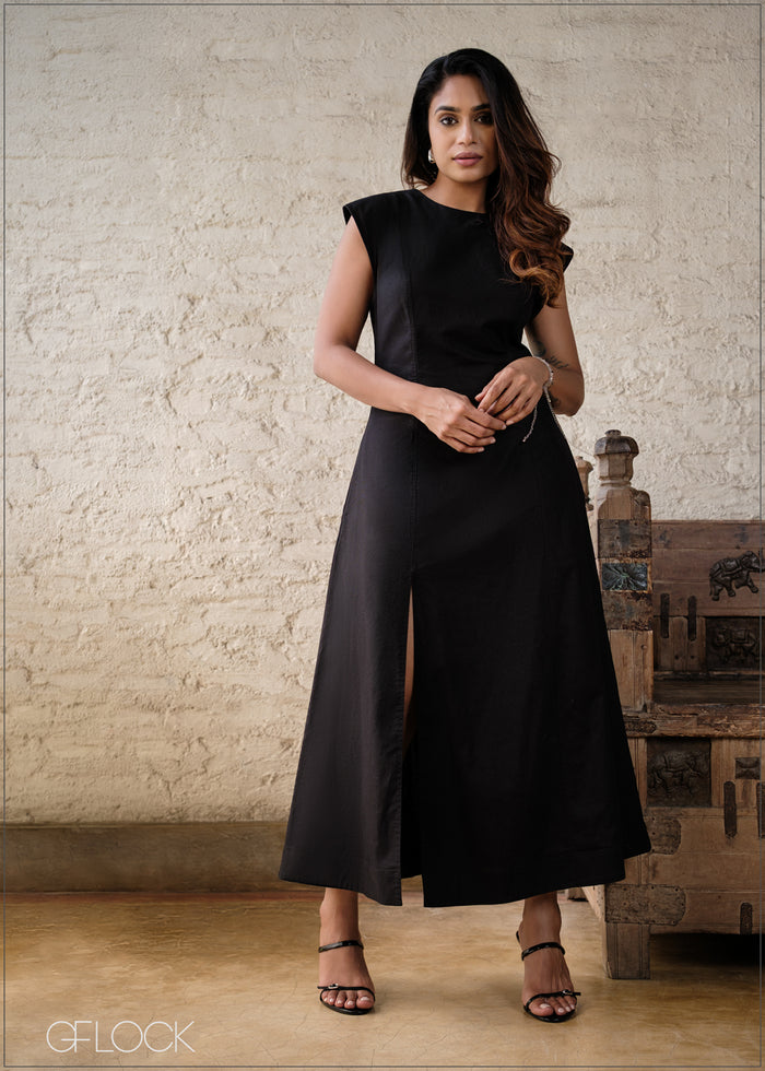 Side-Slit Midi Dress - 100826
