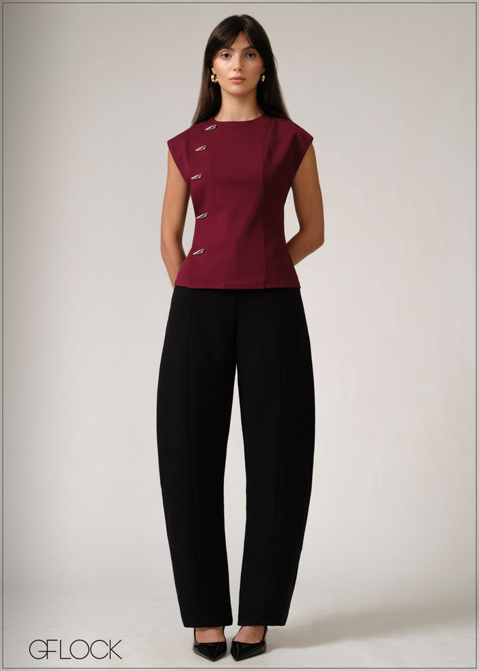 Side Trim Button Down Top - women’s top at GFLOCK Sri Lanka