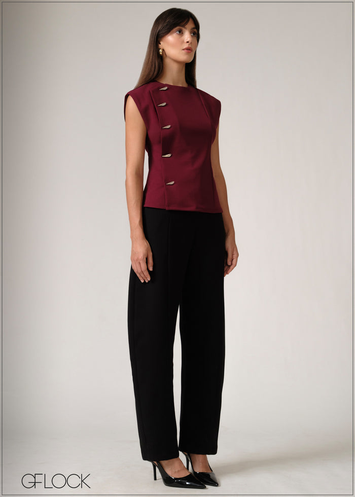 Side Trim Button Down Top - women’s top alternate view - GFLOCK Sri Lanka