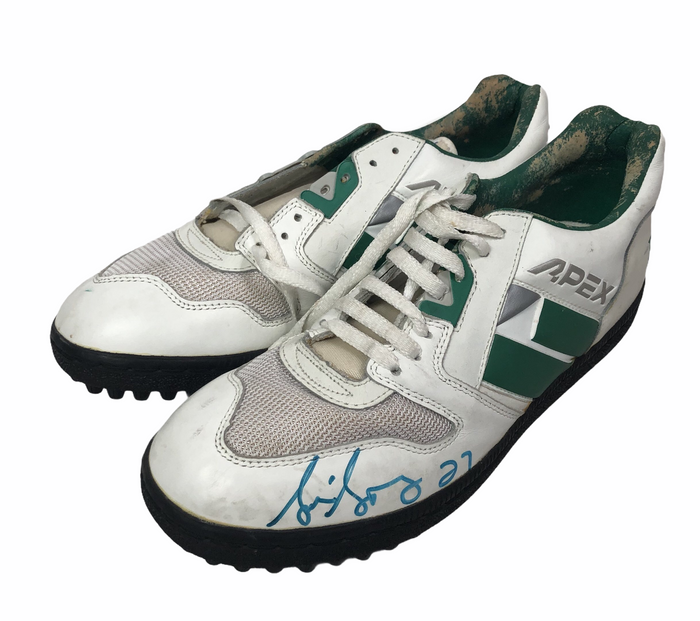 SIRAN STACY PHILADELPHIA EAGLES SIGNED GAME WORN VETERANS STADIUM APEX TURF SPIKES