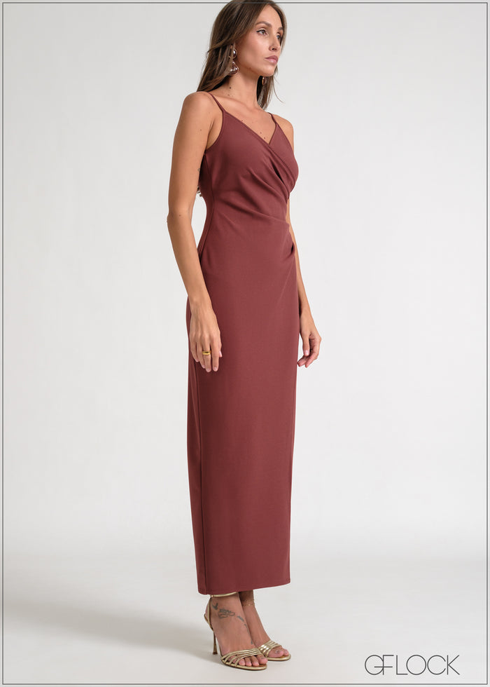 Sleeveless Pleated Detail Maxi Dress - 170826