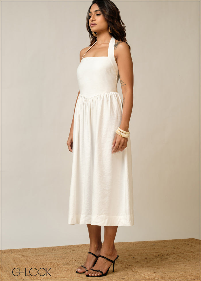 Solid Midi Dress - 300326