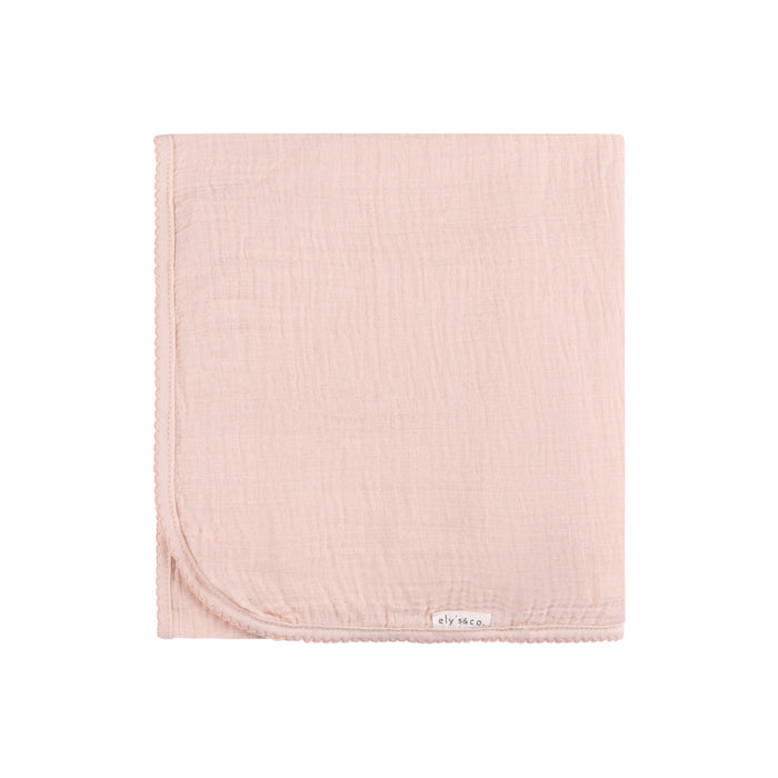 Solid Muslin Swaddle with Scallop Trim
