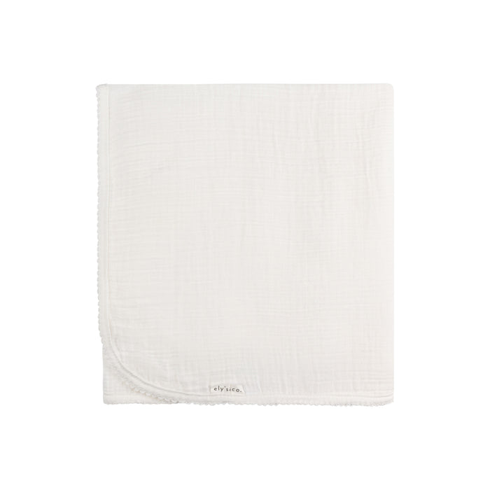 Solid Muslin Swaddle with Scallop Trim