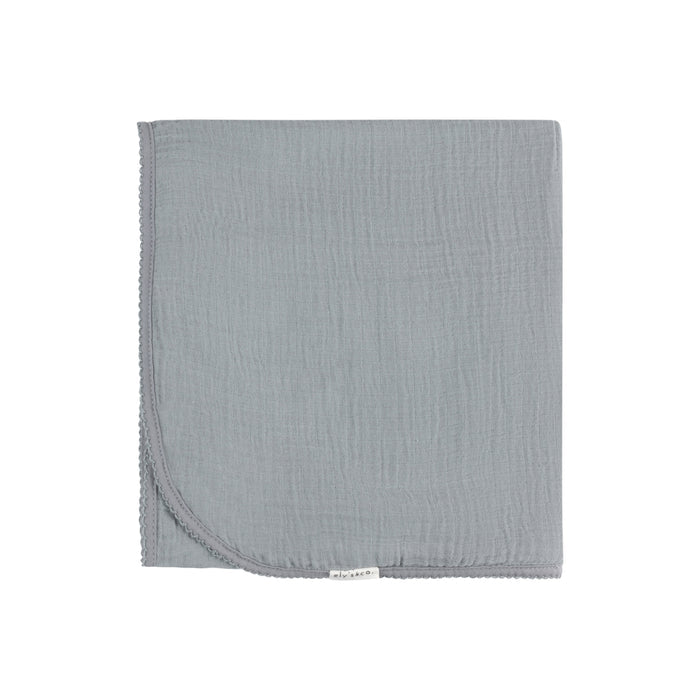 Solid Muslin Swaddle with Scallop Trim