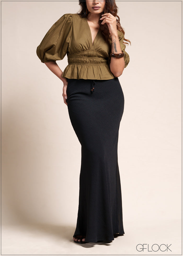Solid Textured Bias Skirt - 110526