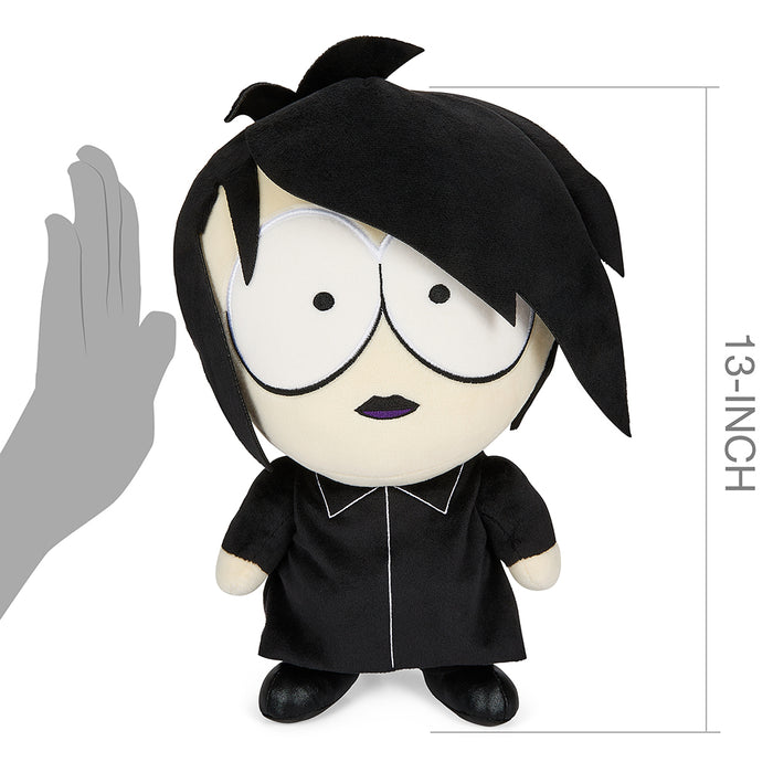 South Park Goth Kid Firkle 13-inch plush toy with sound chip, featuring dark clothing and goth style details.
