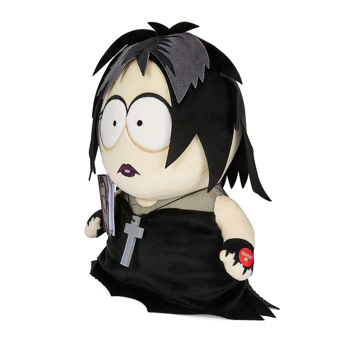 South Park Goth Kid Henrietta 13-inch plush toy with sound chip, featuring detailed goth-inspired design and soft fabric.
