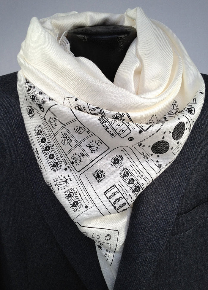 Black ink on cream pashmina.