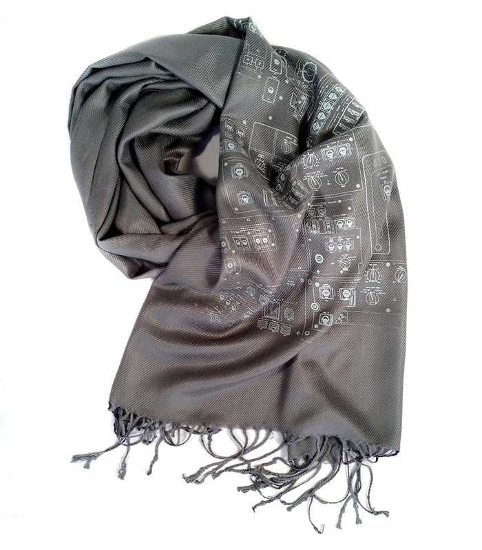 Ice ink on dove grey pashmina.