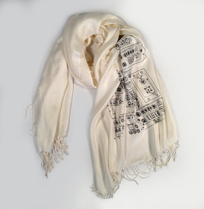 Black ink on cream pashmina.