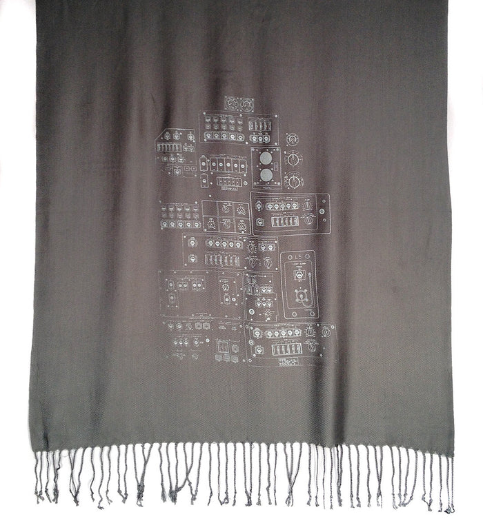 Ice ink on dove grey pashmina.
