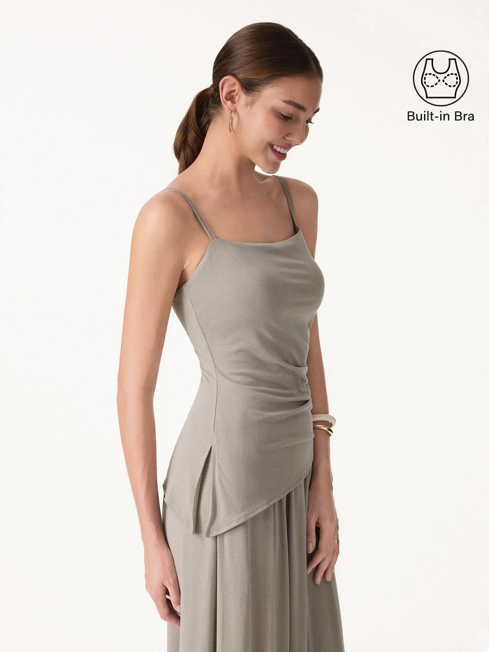 OGLmove Spaghetti Bra Top with Side Slit Dark Alabaster XS