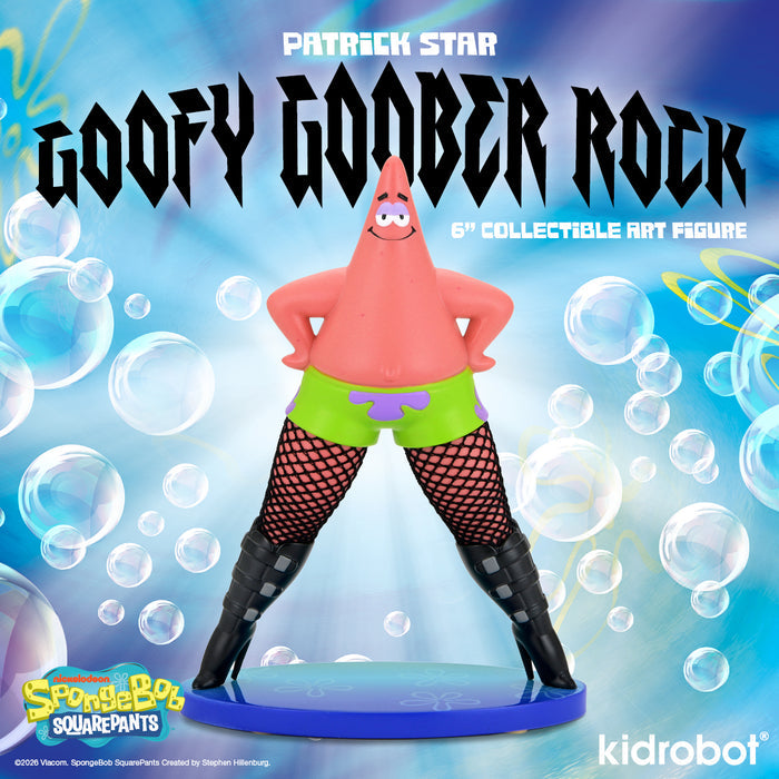 SpongeBob SquarePants Patrick Star art figure in fishnets, 6-inch resin collectible from the Goofy Goober Rock series.