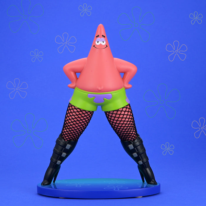 SpongeBob SquarePants Goofy Goober Rock Patrick Star resin art figure in fishnets, 6-inch collectible art figure, pre-order available.