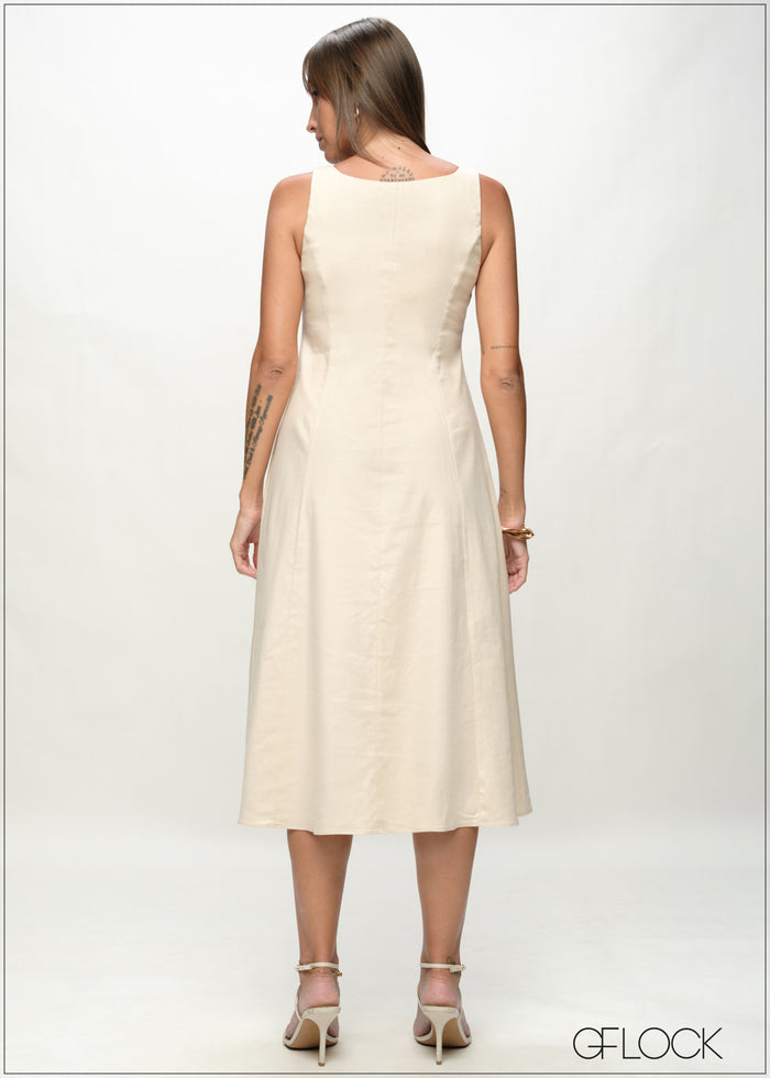 Square Neck Midi Dress - 090226