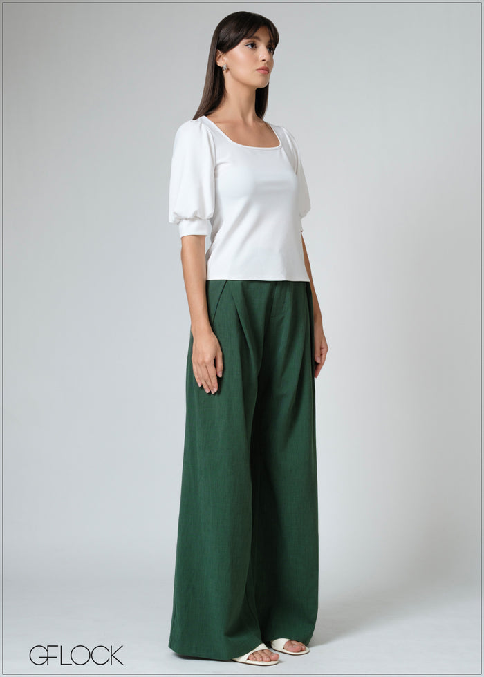 Square Neck Puff Sleeve Top - 080526