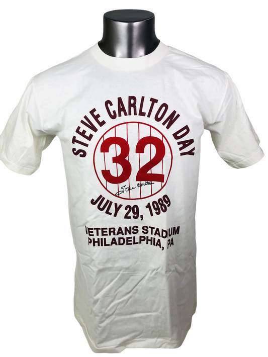 STEVE CARLTON PHILADELPHIA PHILLIES VINTAGE 1989 RETIREMENT ADULT T-SHIRT