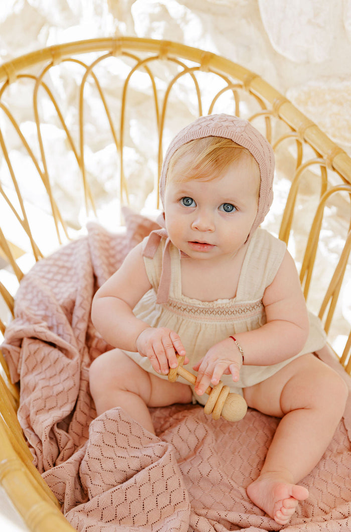 Stitch  Collection -  Diamond Pointelle Knit Blanket