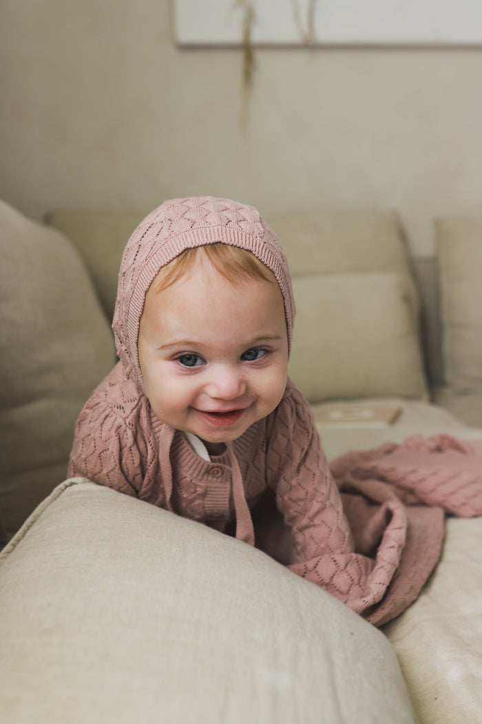 Stitch  Collection -  Diamond Pointelle Knit Blanket